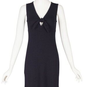 ST. JOHN Collection Santana Knit Black Dress Sleeveless Sheath Knot Midi Size q2